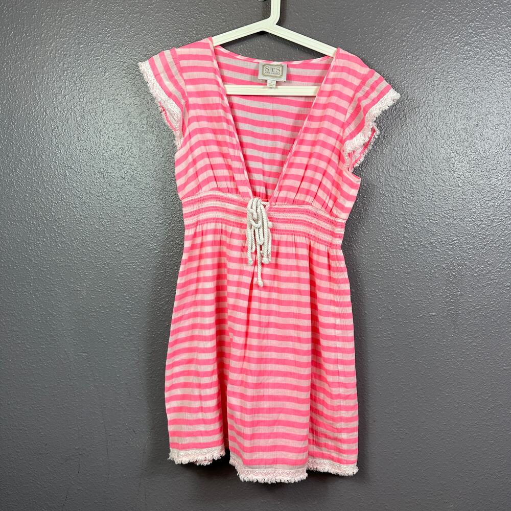 Sail to Sable Coverup Dress Size Small Pink Stripes Mini Swim Beach